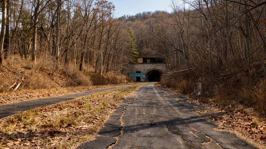 The main western entrance of the Sideling Hill Tunnel on the Abandoned PA Turnpike