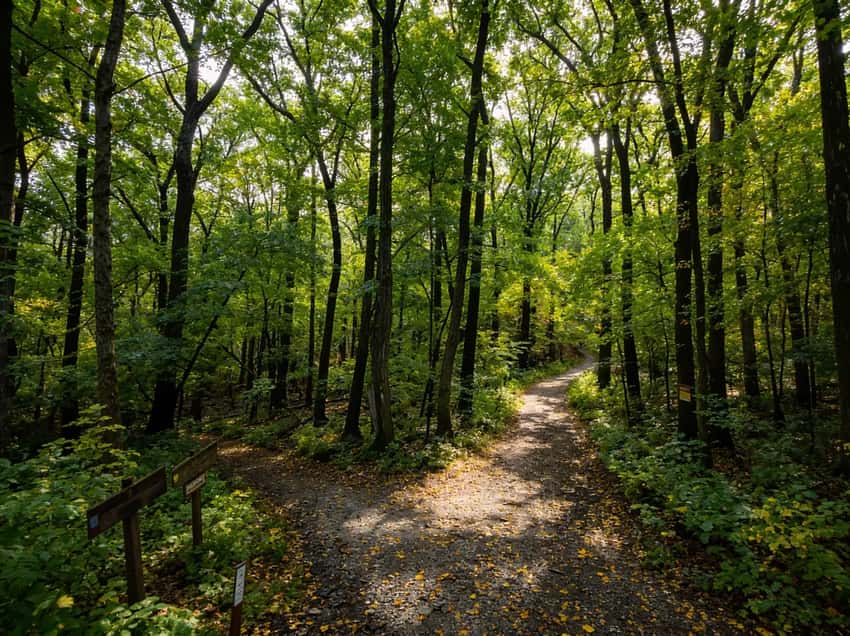 A small creek crossing on the blue-blazed loop at Boyd Big Tree Preserve
