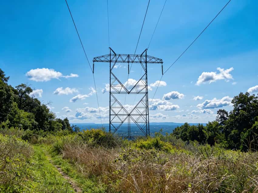 Looking up into the dense, ancient hemlock canopy of Boyd Big Tree Preserve