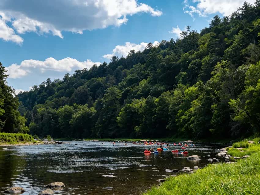 Clarion River with canoes/kayaks